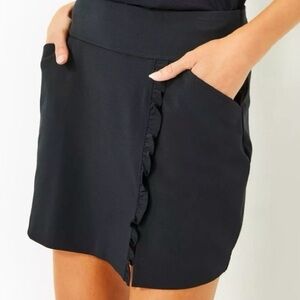 Lilly Pulitzer Beatriz Luxletic Skort Black Onyx Ruffle Trim Women's Size 2